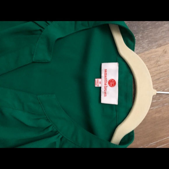 Green Blouse SZ 1X short Sleeve Blouse PRETTY - Picture 2 of 4